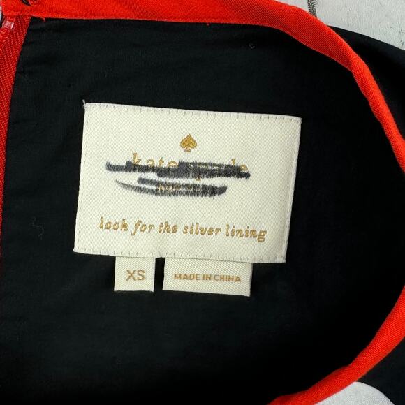 Kate Spade New York Black Red Geo Babydoll Belted Sleeveless Dress  Size XS - Picture 7 of 16